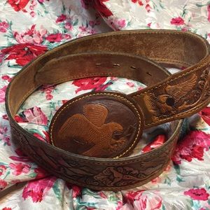 High quality leather belt and leather buckle